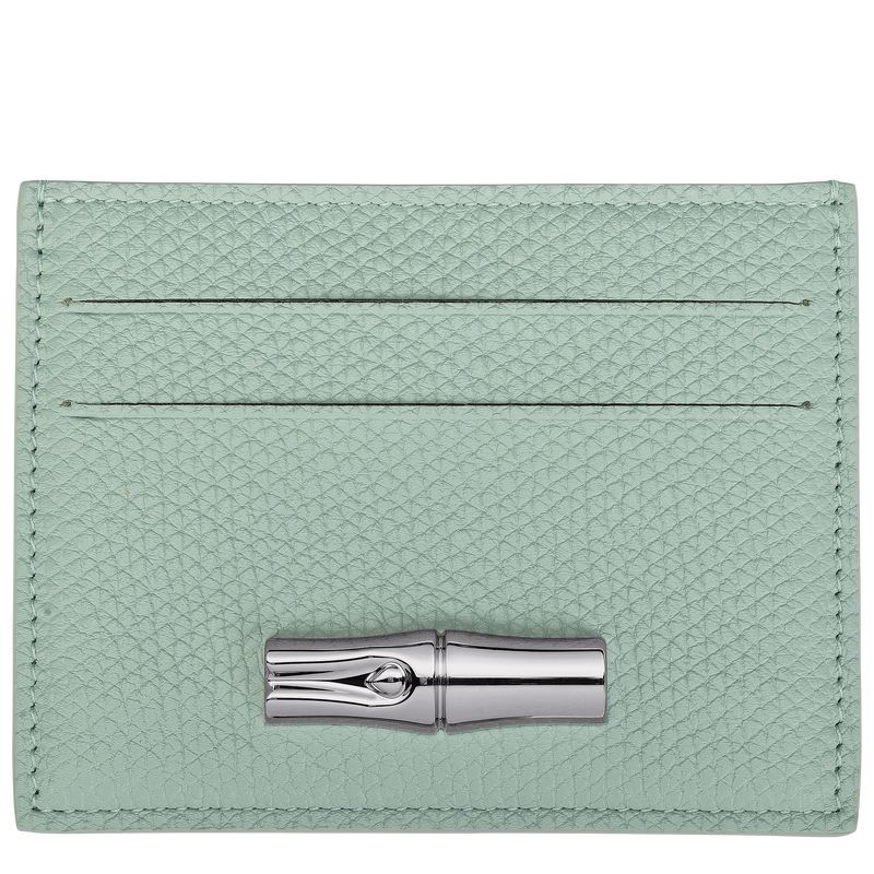 Longchamp Le Roseau Leather Kortholder Dame Celadon | NOYX8482