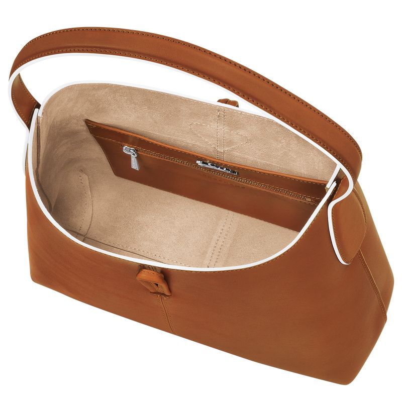 Longchamp Le Roseau M Hobo Leather Skulderveske Dame Cognac | NOZU8860