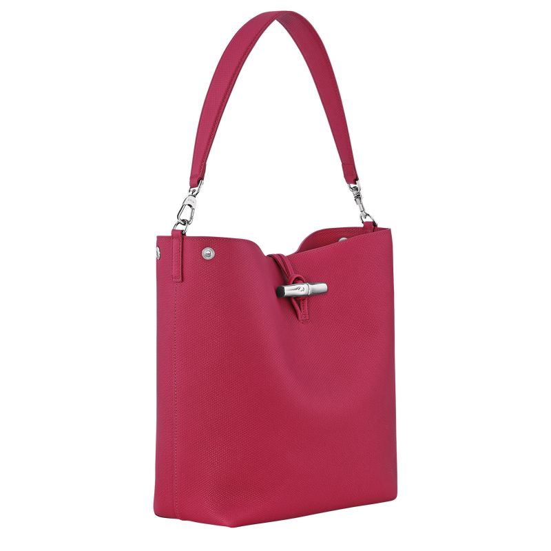 Longchamp Le Roseau M Shoulder Leather Skulderveske Dame Beetroot | NOFD8854