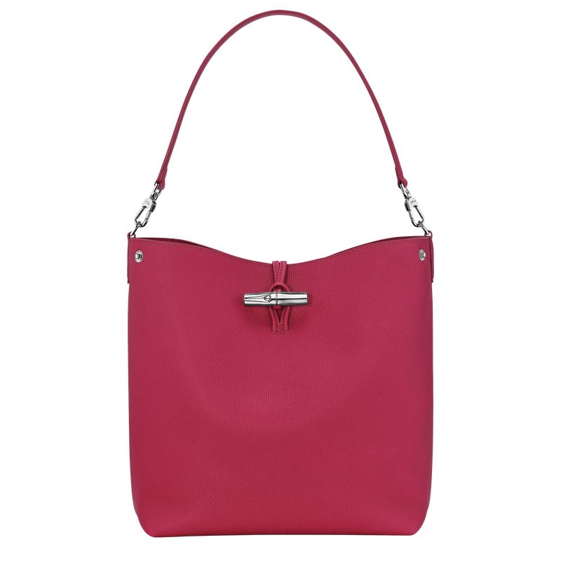 Longchamp Le Roseau M Shoulder Leather Skulderveske Dame Beetroot | NOFD8854