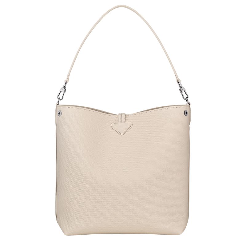 Longchamp Le Roseau M Shoulder Leather Skulderveske Dame Paper | NODF8853