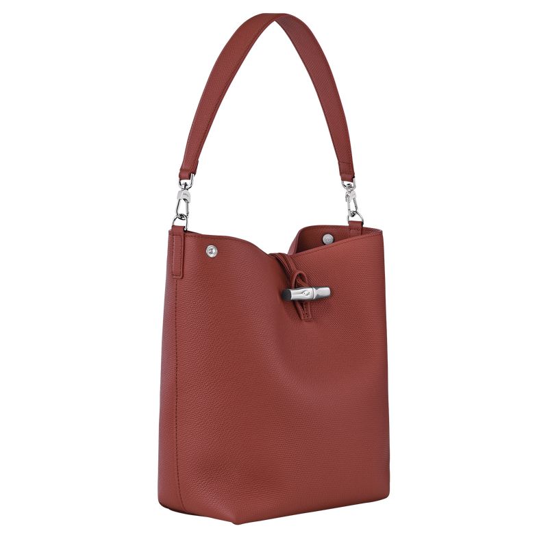 Longchamp Le Roseau M Shoulder Leather Skulderveske Dame Chestnut | NOSG8852