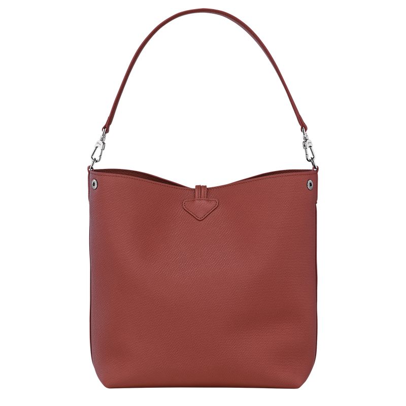 Longchamp Le Roseau M Shoulder Leather Skulderveske Dame Chestnut | NOSG8852