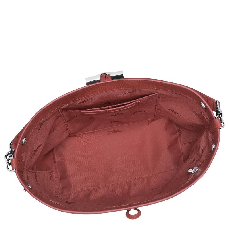 Longchamp Le Roseau M Shoulder Leather Skulderveske Dame Chestnut | NOSG8852