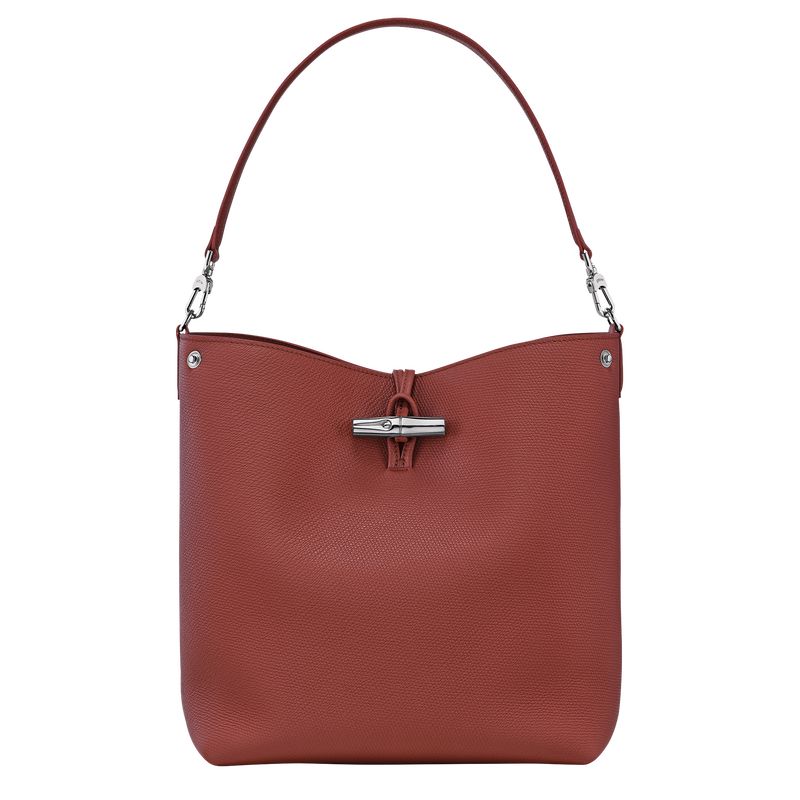 Longchamp Le Roseau M Shoulder Leather Skulderveske Dame Chestnut | NOSG8852