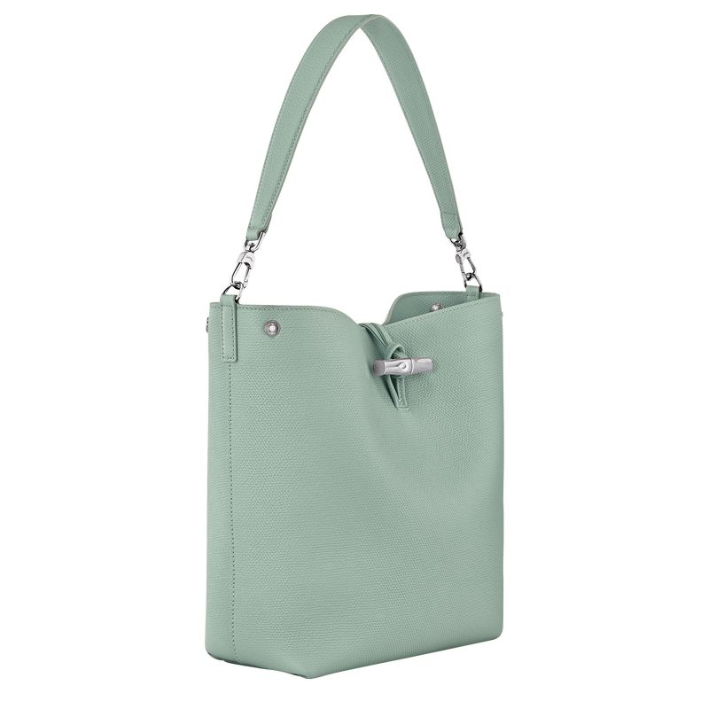 Longchamp Le Roseau M Shoulder Leather Skulderveske Dame Celadon | NOPJ8850