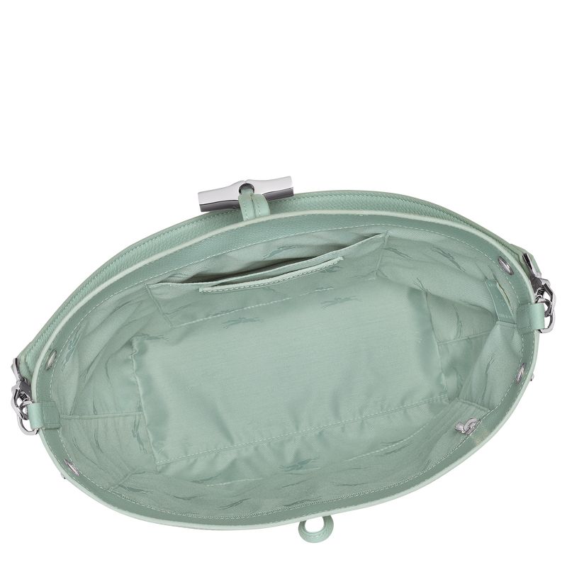 Longchamp Le Roseau M Shoulder Leather Skulderveske Dame Celadon | NOPJ8850