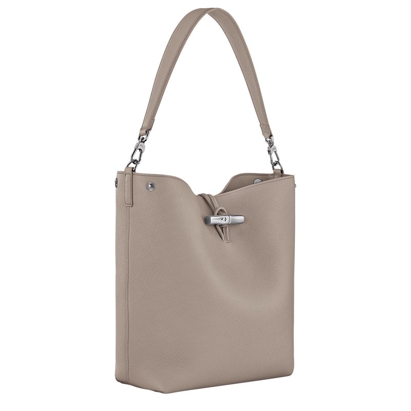 Longchamp Le Roseau M Shoulder Leather Skulderveske Dame Clay | NOOK8849