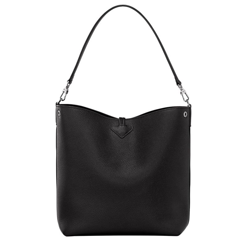 Longchamp Le Roseau M Shoulder Leather Skulderveske Dame Svarte | NOUZ8847