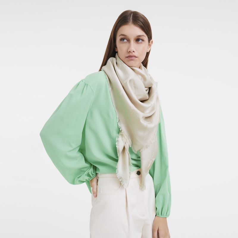 Longchamp Le Roseau Shawl Silk Blend Stoles Dame Paper | NOVR8090