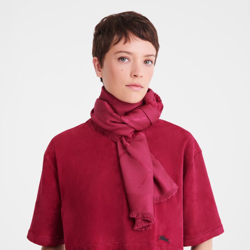 Longchamp Le Roseau Shawl Silk Blend Stoles Dame Beetroot | NOGS8075