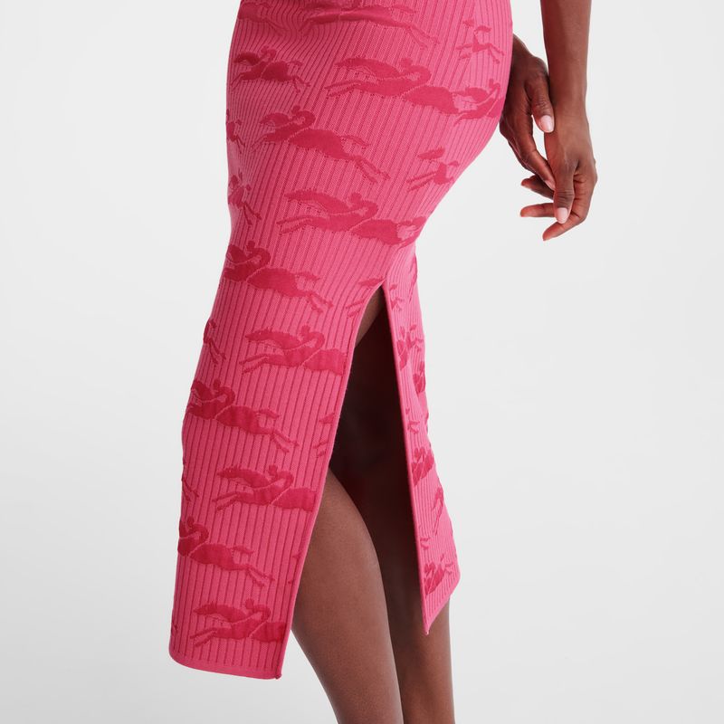 Longchamp Midi skirt Knit Kjole Dame Rosa | NOVR7830