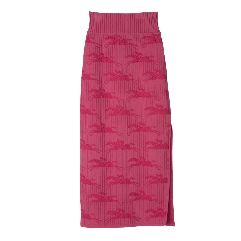 Longchamp Midi skirt Knit Kjole Dame Rosa | NOVR7830