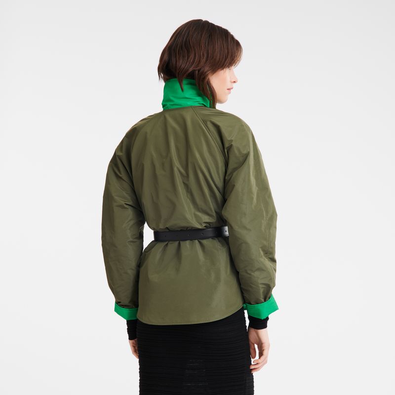 Longchamp Padded blouson Technical taffeta Jakker Dame Khaki Grønn | NOZU7872