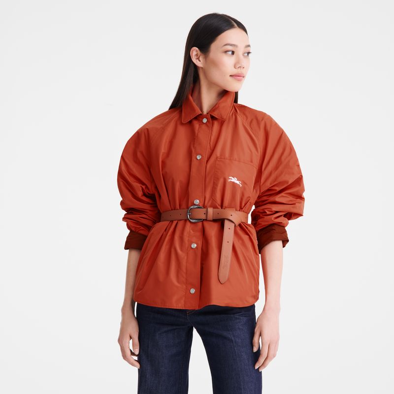 Longchamp Padded blouson Technical taffeta Jakker Dame Chestnut / Tomato | NOEB7855