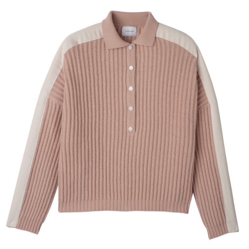 Longchamp Polo collar Knit Genser Dame Nude | NOUZ7807