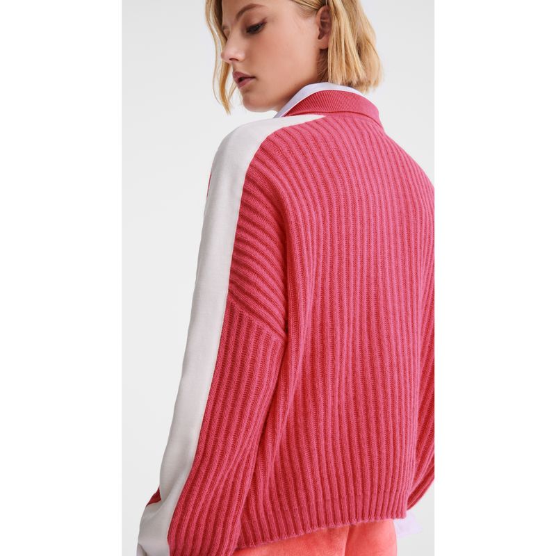 Longchamp Polo collar Knit Genser Dame Rosa | NOEB7798