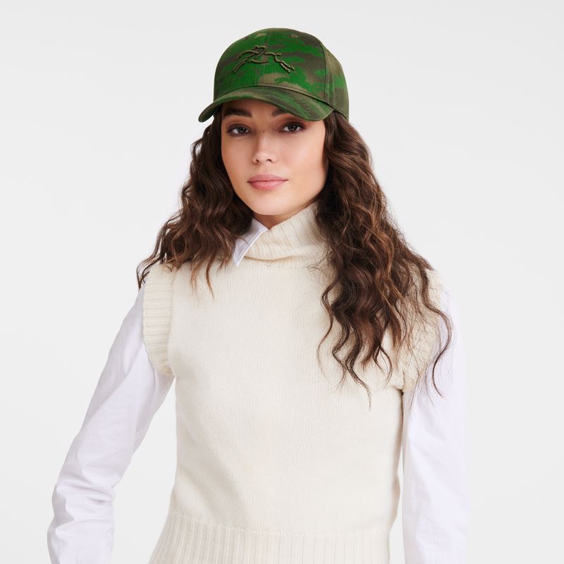 Longchamp Printed Cap Cotton Hatt Dame Khaki | NOMQ8190