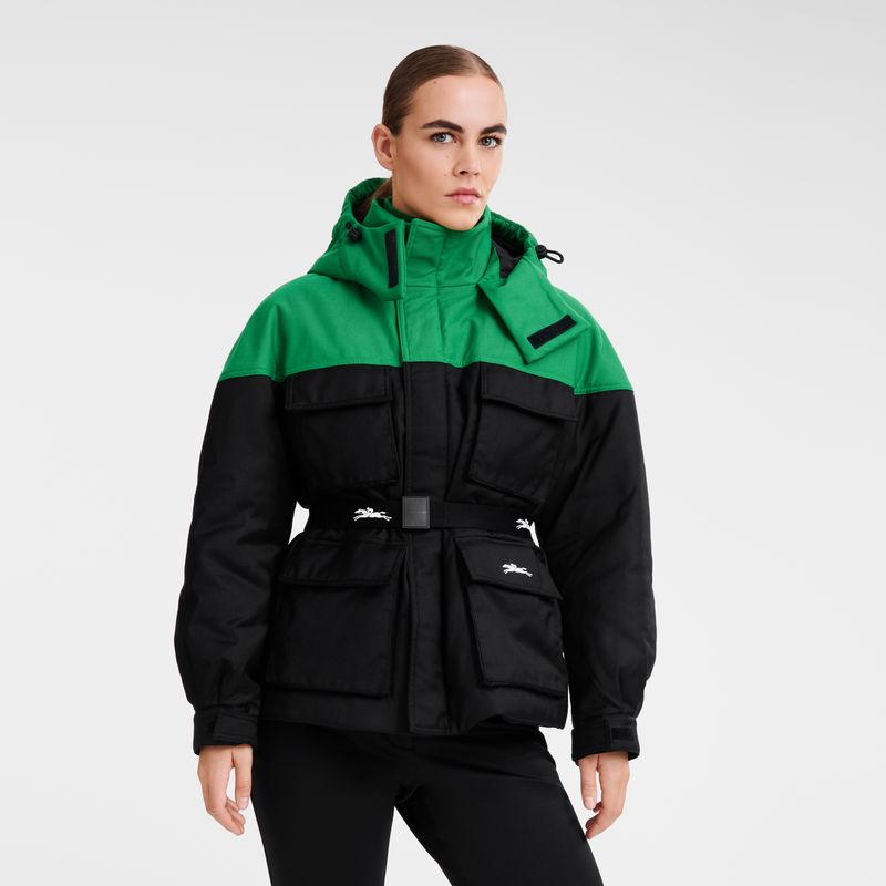 Longchamp Short parka Technical canvas Jakker Dame Grønn | NOYX7858