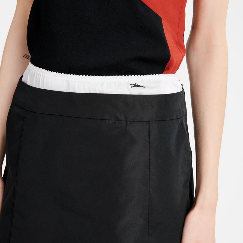 Longchamp Short skirt with belt patch Technical taffeta Kjole Dame Svarte | NOYX7847