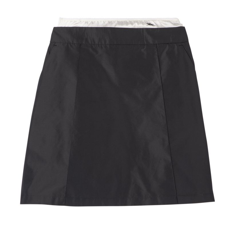 Longchamp Short skirt with belt patch Technical taffeta Kjole Dame Svarte | NOYX7847