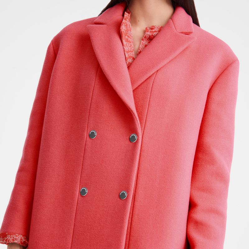 Longchamp Straight peacoat Wool broadcloth Jakker Dame Blush | NORV7856