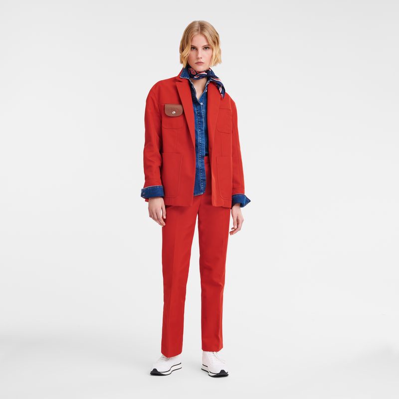 Longchamp Suit Gabardine Bukse Dame Paprika | NOWN7698