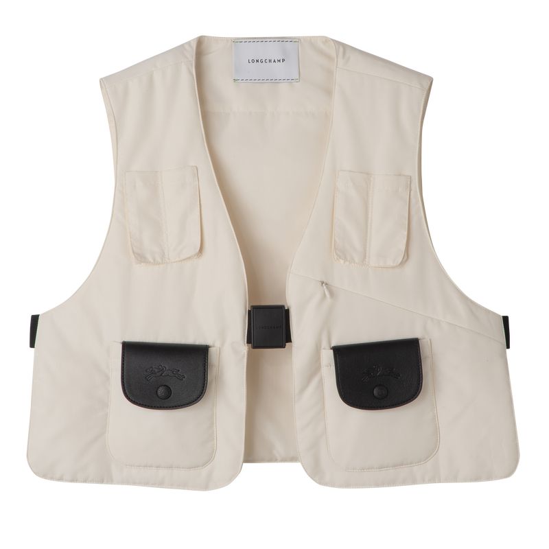 Longchamp Technical canvas Vest Dame Ecru | NODF7761