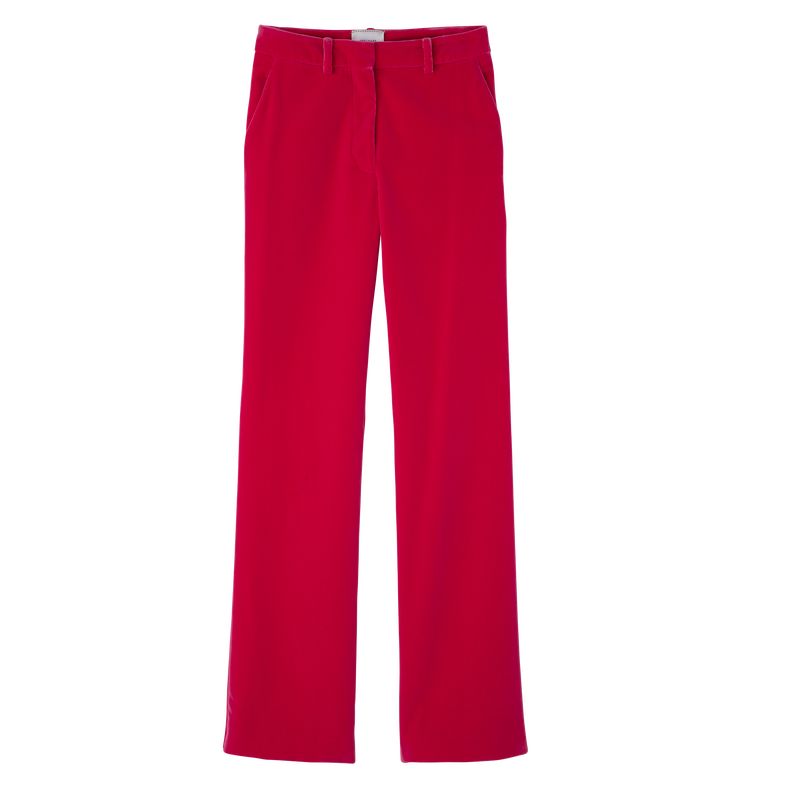 Longchamp Trousers Velvet Bukse Dame Rosa | NOYX7691