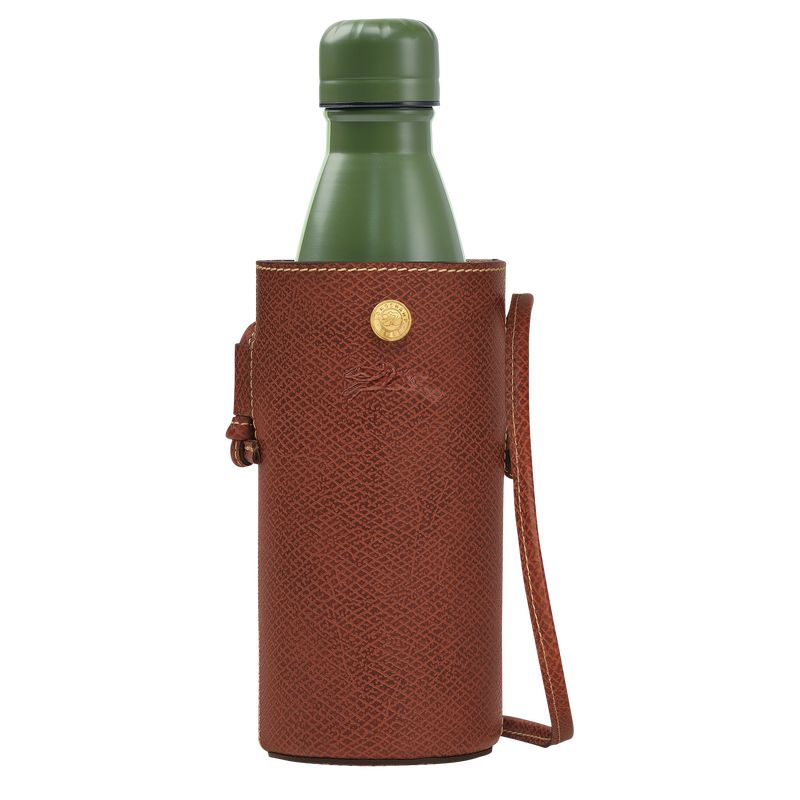 Longchamp Épure Bottle holder Leather Pouches Dame Brune | NOWN8423