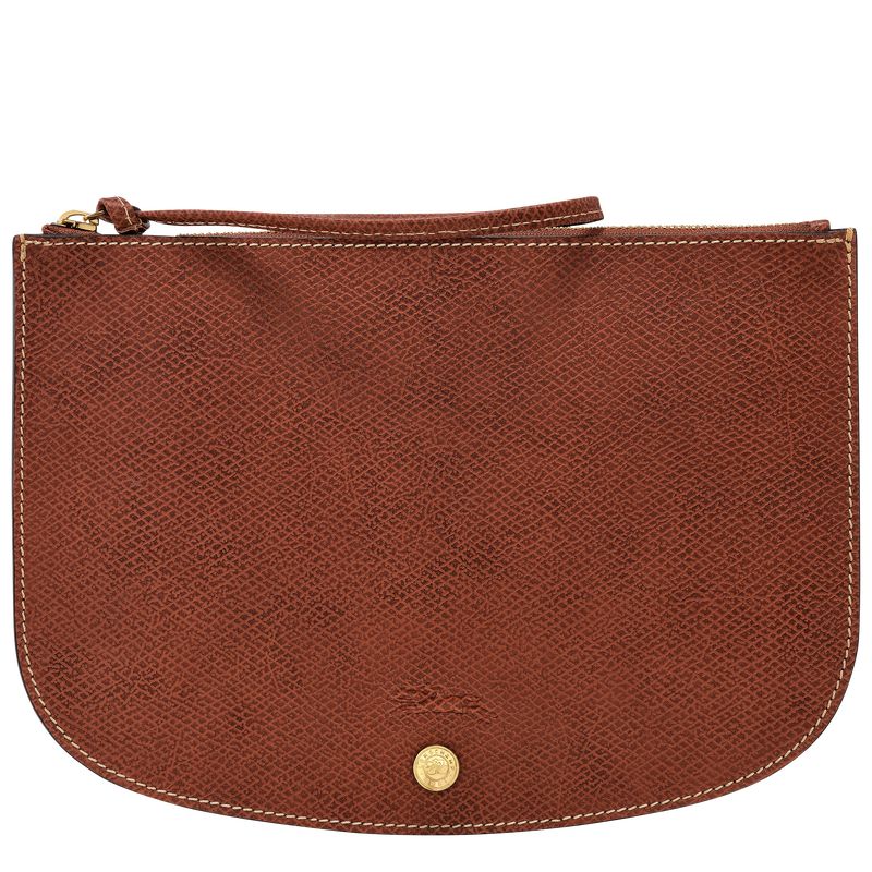 Longchamp Épure Leather Pouches Dame Brune | NOOK8416